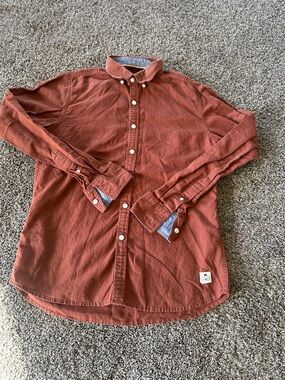 Blue Label Flying Machine Men's Rust Button-Down Casual Shirt Small